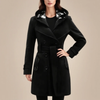 Fleece Double Breasted Waist Belt Long Coat