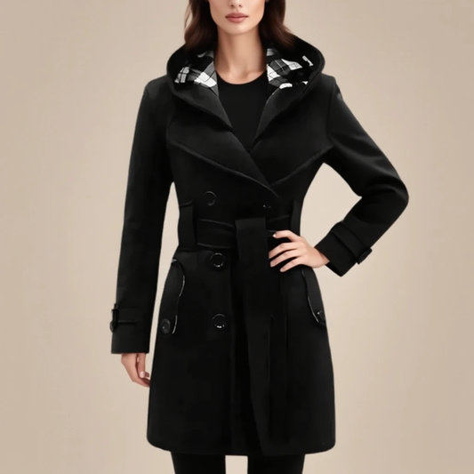 Fleece Double Breasted Waist Belt Long Coat