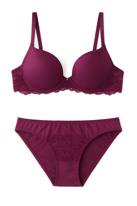 Luxury Lace Lingerie Set – Padded Bra & Panty | Comfortable & Elegant Design
