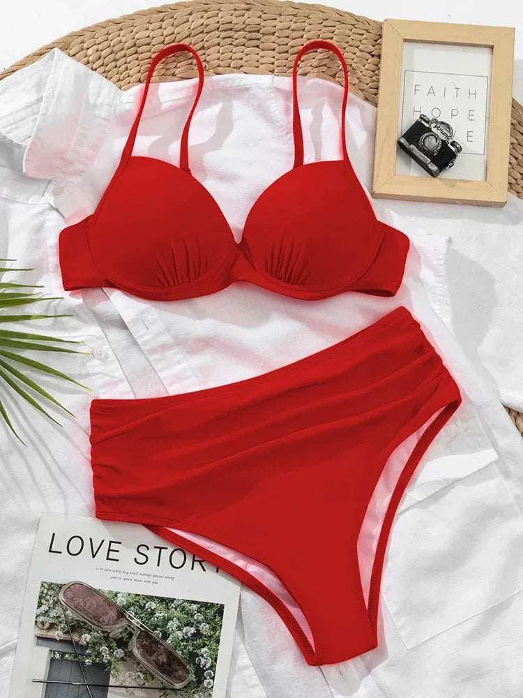 Gloria Red Luxury Push Up Bikini Set