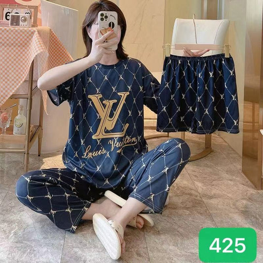 Noise Cotton 3 Piece Printed Pajama Suit LV