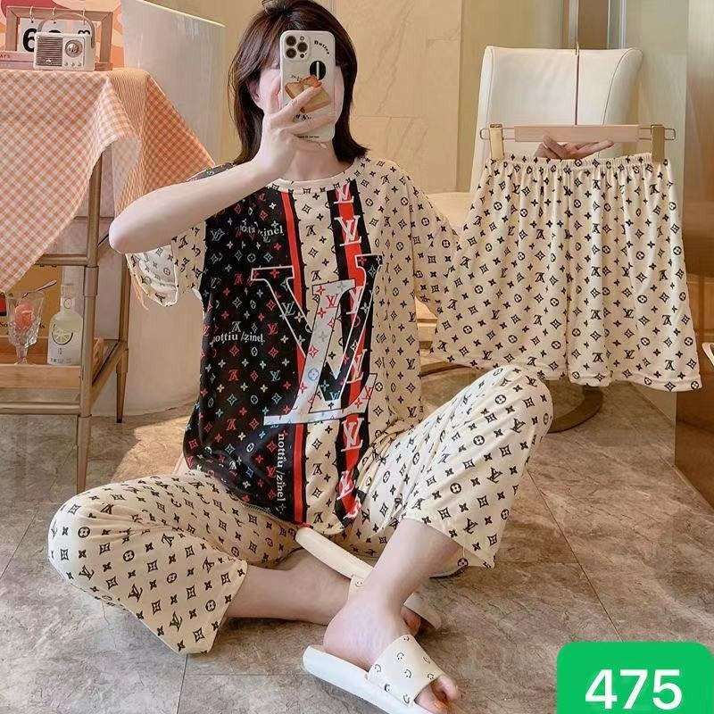 Noise Cotton 3 Piece Printed Pajama Suit LV