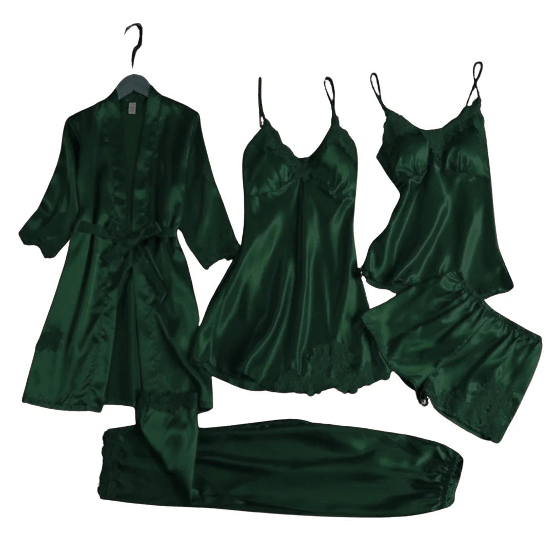 Royal Bridal Silk 5pcs Nightgown set
