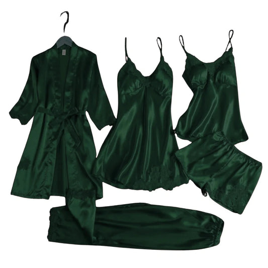 Royal Bridal Silk 5pcs Nightgown set