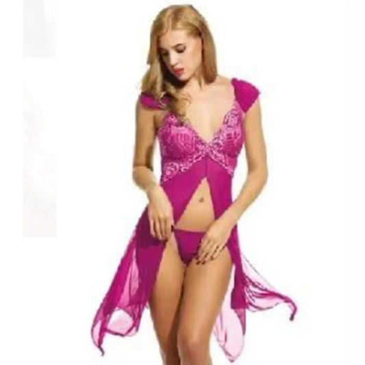 Wickter Sheer Mesh & Lace Babydoll Lingerie