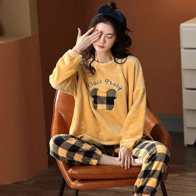 Yellow Teddy Fleece Pajama Suit