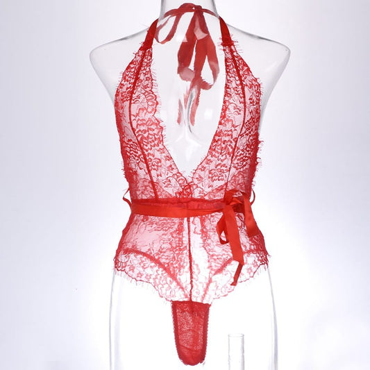 🌙 CatNight Halter Teddy – Elegance Meets Seduction