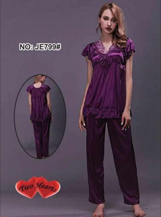 Two Hearts 100% Silk Pajama Suit