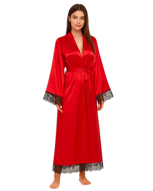 ✨ CatNight Luxury Lace Satin Robe – Elegance Redefined