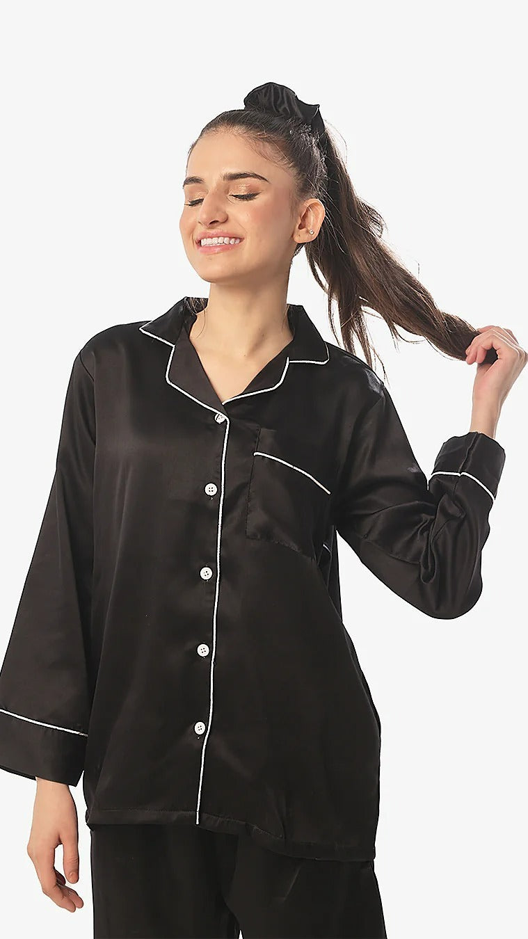 ✨ CatNight Silk Night Suit – Pearl ✨