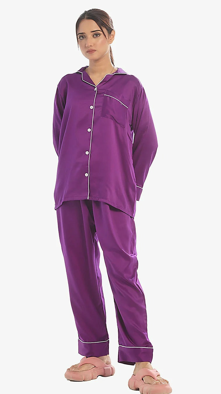 ✨ CatNight Silk Night Suit – Pearl ✨