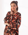 Linen Pajama Suit with Scrunchie - Crimson Petal