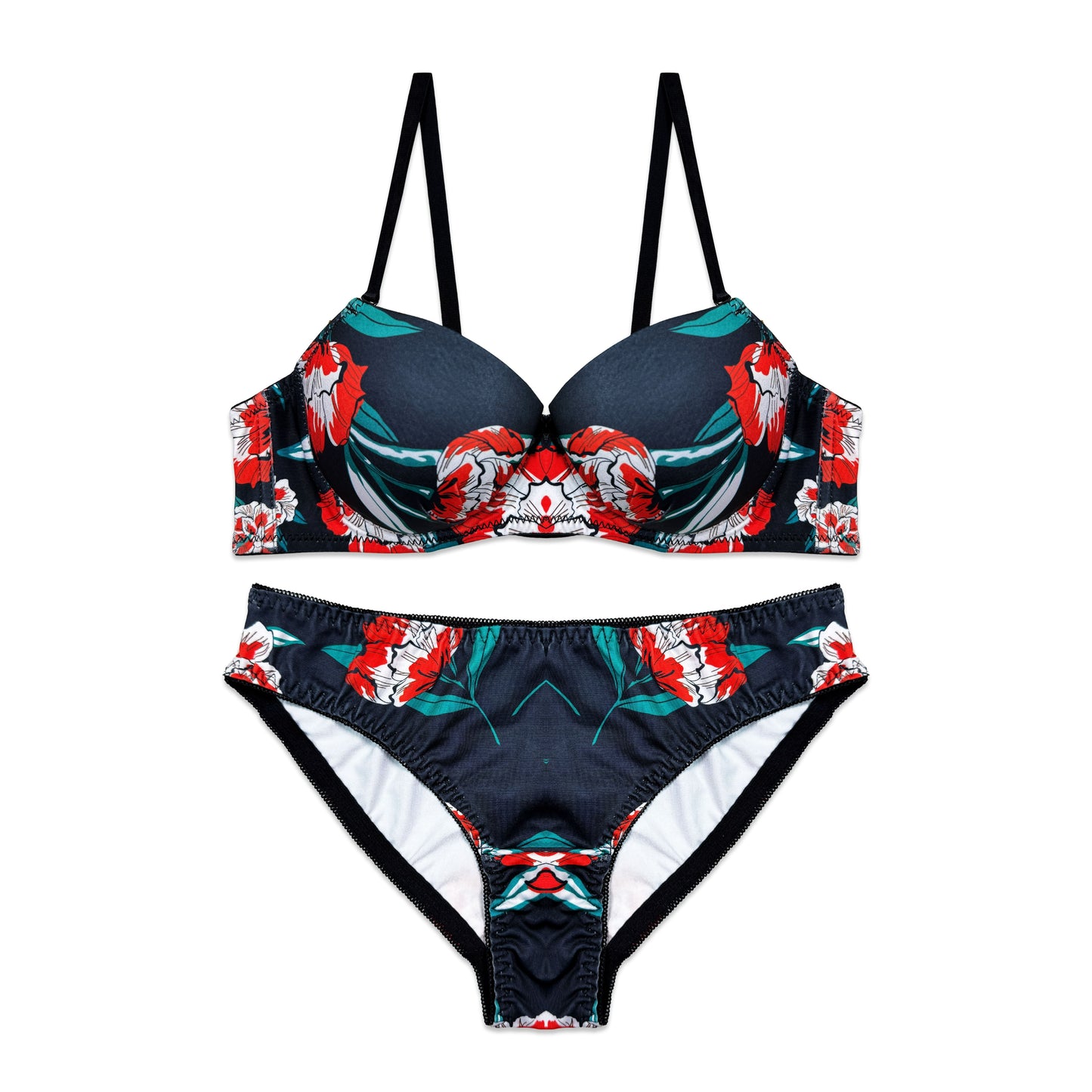 ๐ธ CatNight Cheek Floral Print Padded Bra & Panty Set โ Feminine Comfort, Everyday Elegance