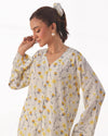 Linen Pajama Suit with Scrunchie - Sunlit Bloom