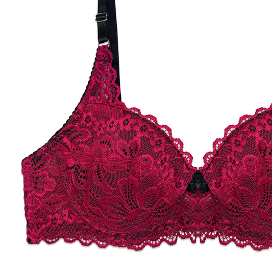 Libby Red Embroidered Non Padded Bra and Panty Set