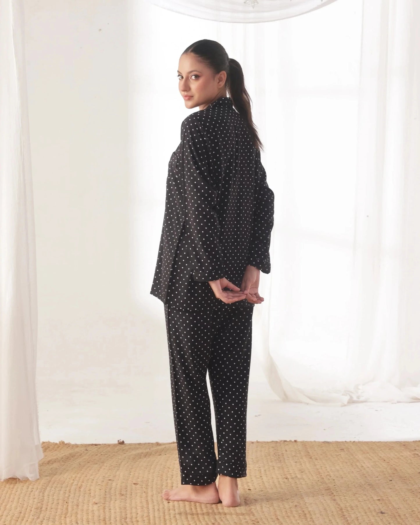 Linen Pajama Suit - Dot Drape