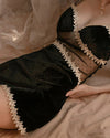 Velvet Embroidered Babydoll Lingerie Short Lingerie