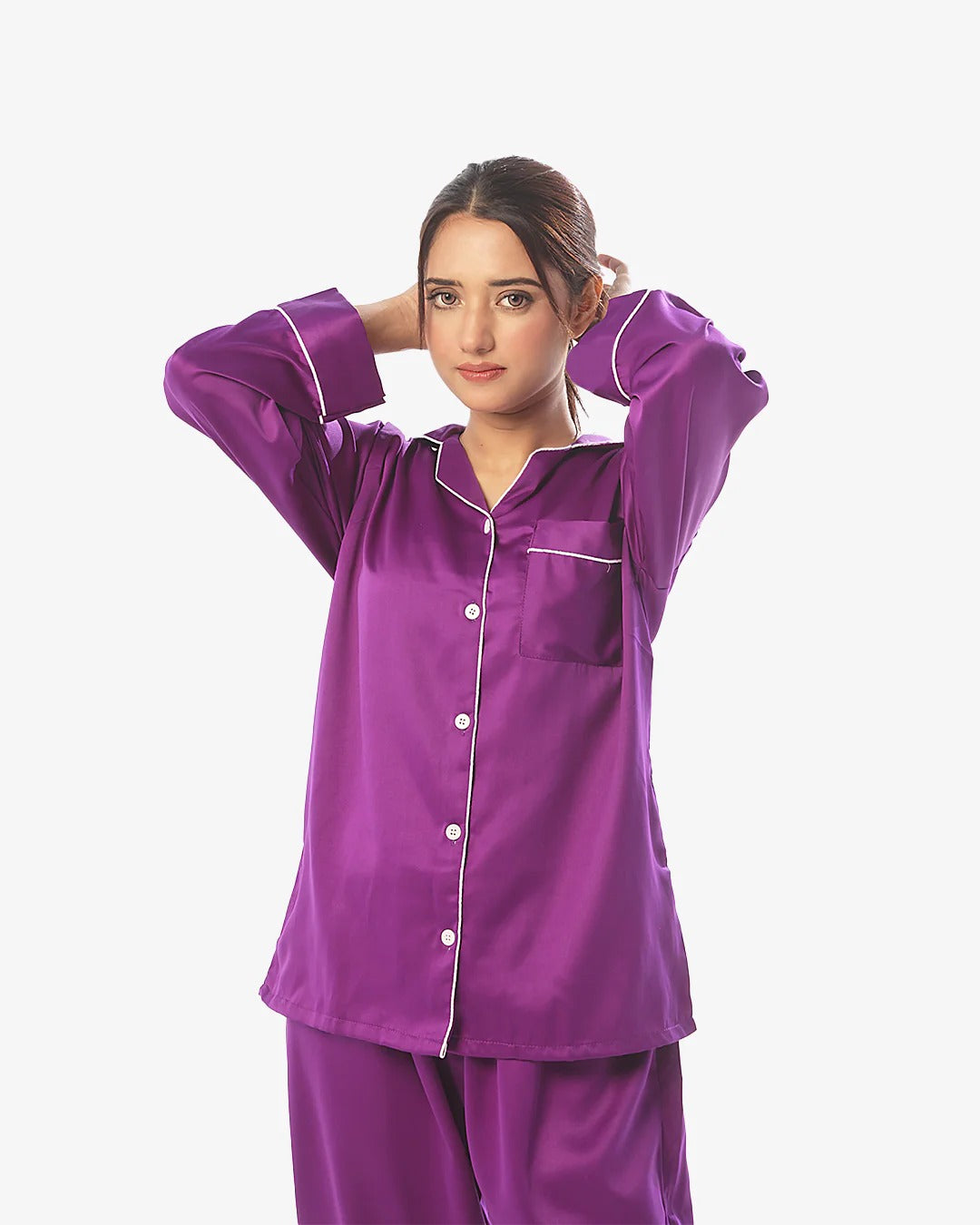 ✨ CatNight Silk Night Suit – Pearl ✨