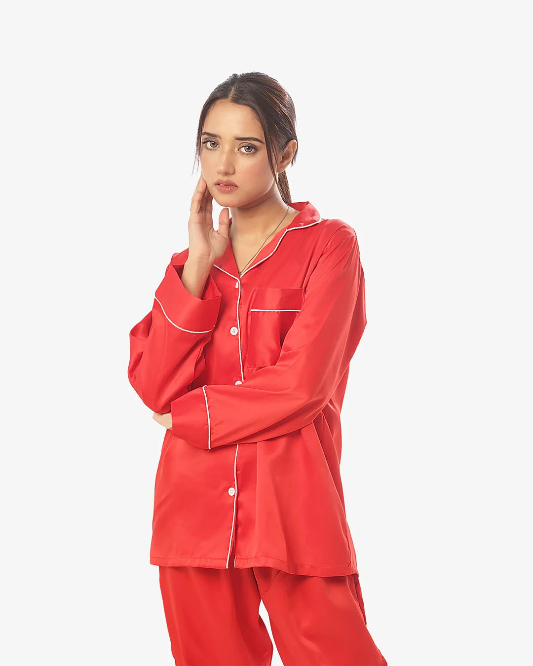 ✨ CatNight Silk Night Suit – Pearl ✨