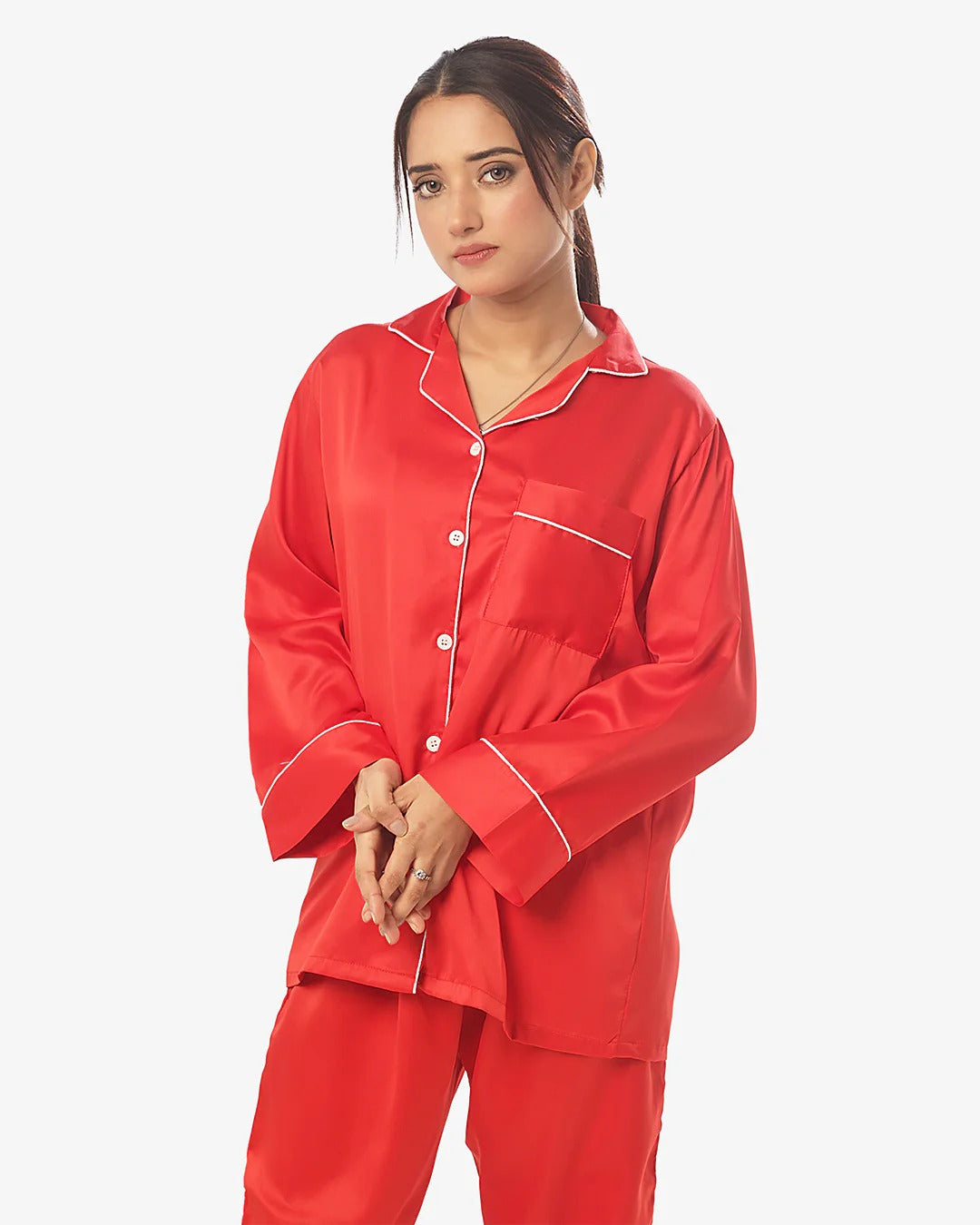 ✨ CatNight Silk Night Suit – Pearl ✨