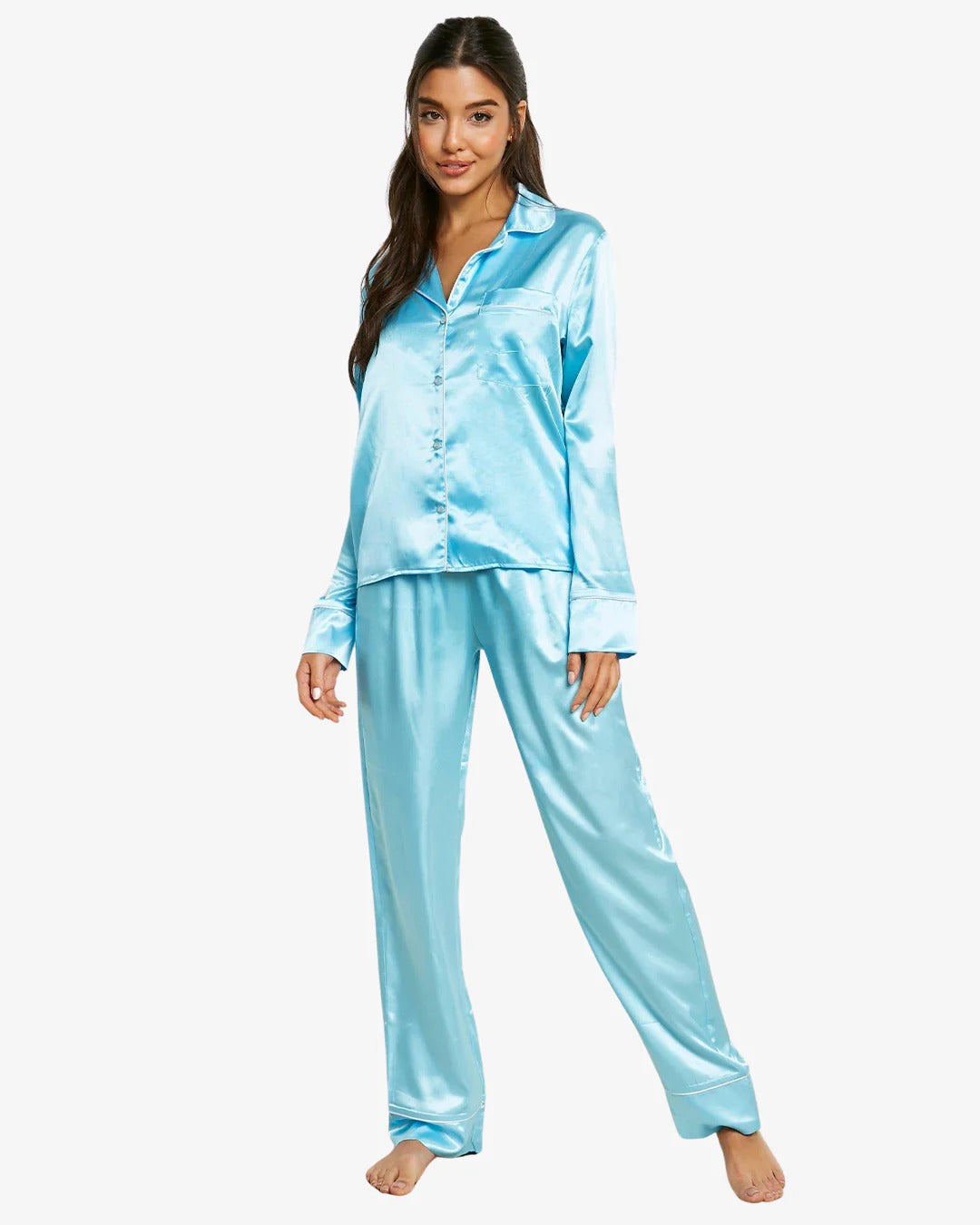 ✨ CatNight Silk Night Suit – Pearl ✨