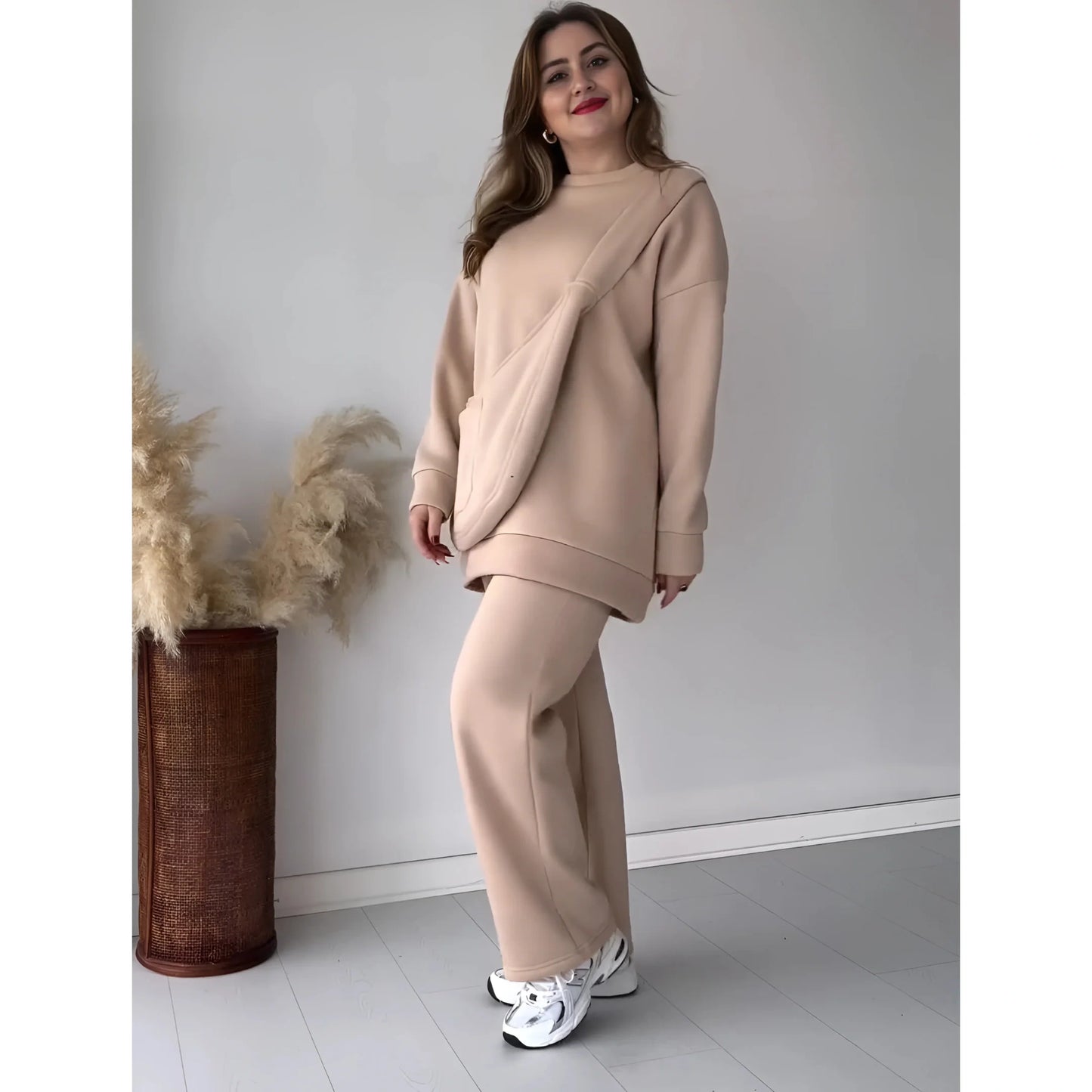 Rich Fleece Casual Drop Shoulder Tracksuit Suit With Bag