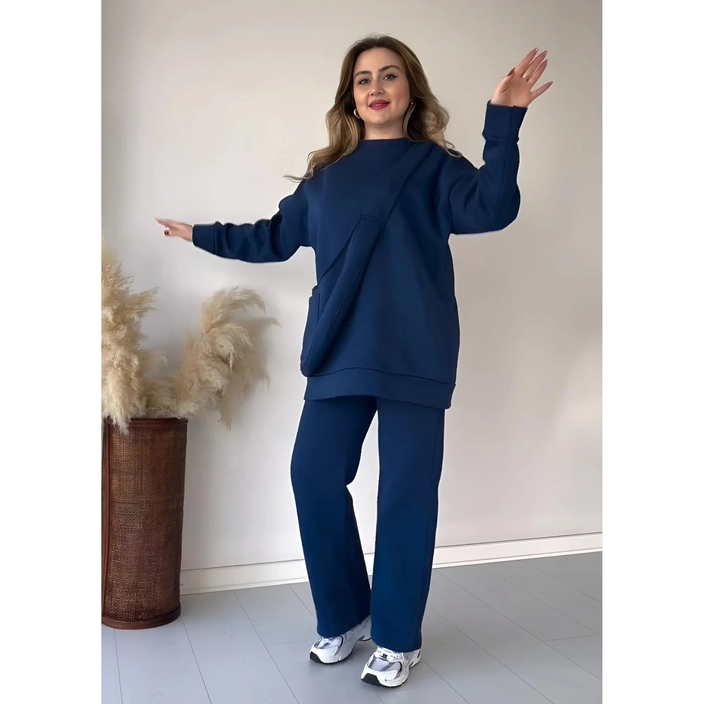 Rich Fleece Casual Drop Shoulder Tracksuit Suit With Bag