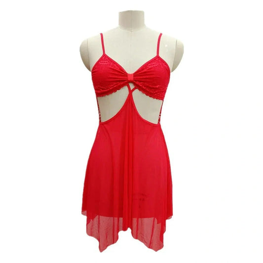 🌙 CatNight Twist Front Lace Babydoll – Playful Elegance