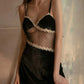 Velvet Embroidered Babydoll Lingerie Short Lingerie