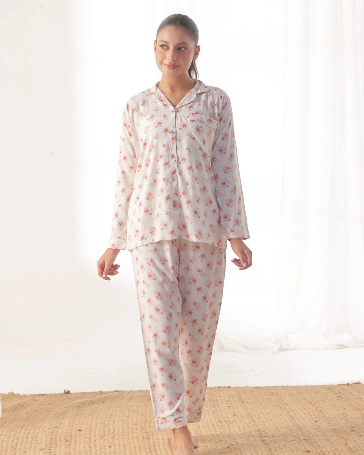 Linen Pajama Suit - Rose Whisper