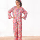 Linen Pajama Suit with Scrunchie - Blossom Hue