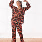 Linen Pajama Suit with Scrunchie - Crimson Petal