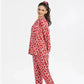 Autumn Red Linen Pajama Suit with Scrunchie
