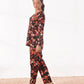 Linen Pajama Suit with Scrunchie - Crimson Petal
