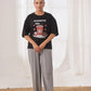 Drop Shoulder Graphic Tee - Go Easy Black