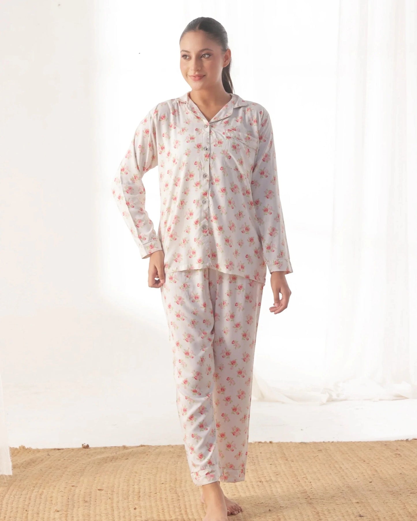 Linen Pajama Suit - Rose Whisper