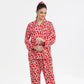 Autumn Red Linen Pajama Suit with Scrunchie