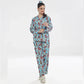 Linen Pajama Suit with Scrunchie - Cyan Comfort