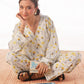 Linen Pajama Suit with Scrunchie - Sunlit Bloom