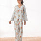 Linen Pajama Suit with Scrunchie - Rose Mist