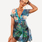Leaf Print Chiffon Sheer Swimsuit