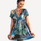 Leaf Print Chiffon Sheer Swimsuit