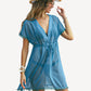 Leaf Print Chiffon Sheer Swimsuit