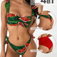 Leaf Fruit Print Pushup Thong Bikini set