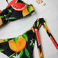 Leaf Fruit Print Pushup Thong Bikini set