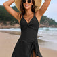 Cross straps Side Drawstring Swim Dress