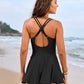 Cross straps Side Drawstring Swim Dress