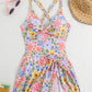 Cross straps Side Drawstring Swim Dress