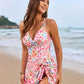 Cross straps Side Drawstring Swim Dress