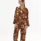 Linen Pajama Suit with Scrunchie - Bronze Bloom